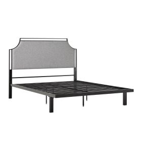 Traditional Upholstered Metal Queen Bedframe â€“ Grey